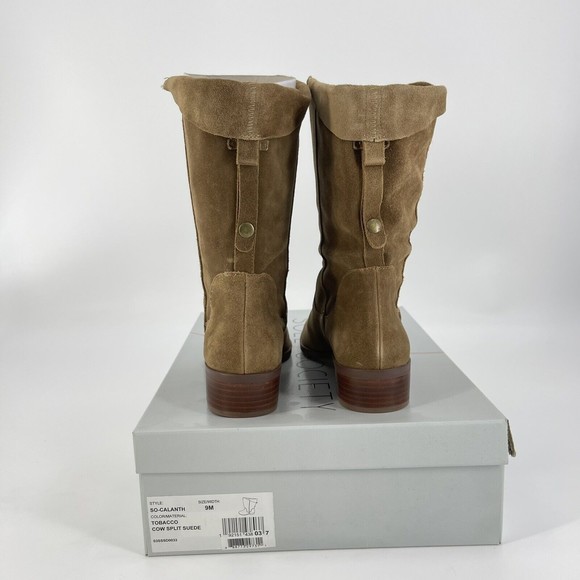 Sole Society Womens 9M Calanth Tobacco Brown Slouchy Suede Mid Calf Pull Boots - Picture 9 of 10